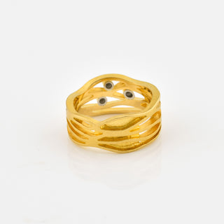 Brillantring aus 750 Gelb- und Weißgold, nachhaltiger second hand Schmuck perfekt aufgearbeitet