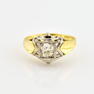 Brillantring aus 585 Gelb- und Weißgold, nachhaltiger second hand Schmuck perfekt aufgearbeitet