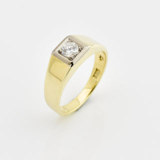 Brillantring aus 585 Gelb- und Weißgold, nachhaltiger second hand Schmuck perfekt aufgearbeitet