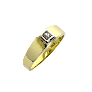 Brillantring aus 585 Gelb- und Weißgold, nachhaltiger second hand Schmuck perfekt aufgearbeitet