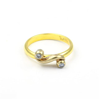 Brillantring aus 585 Gelb- und Weißgold, nachhaltiger second hand Schmuck perfekt aufgearbeitet