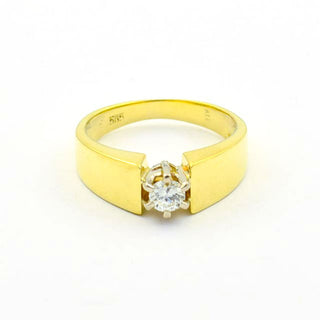 Brillantring aus 585 Gelb- und Weißgold, nachhaltiger second hand Schmuck perfekt aufgearbeitet