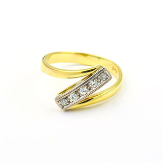 Brillantring aus 585 Gelb- und Weißgold, nachhaltiger second hand Schmuck perfekt aufgearbeitet