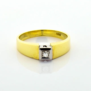 Brillantring aus 585 Gelb- und Weißgold, nachhaltiger second hand Schmuck perfekt aufgearbeitet