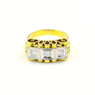 Brillantring aus 585 Gelb- und Weißgold, nachhaltiger second hand Schmuck perfekt aufgearbeitet