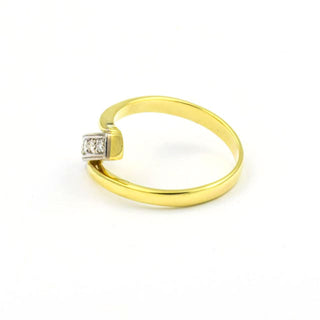 Brillantring aus 585 Gelb- und Weißgold, nachhaltiger second hand Schmuck perfekt aufgearbeitet
