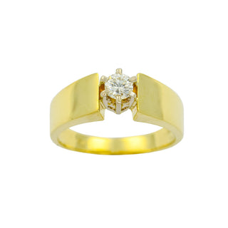 Brillantring aus 585 Gelb- und Weißgold, nachhaltiger second hand Schmuck perfekt aufgearbeitet