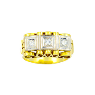 Brillantring aus 585 Gelb- und Weißgold, nachhaltiger second hand Schmuck perfekt aufgearbeitet