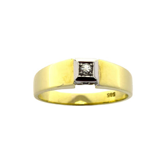 Brillantring aus 585 Gelb- und Weißgold, nachhaltiger second hand Schmuck perfekt aufgearbeitet