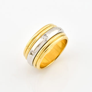 Brillantring aus 750 Gelb- und Weißgold, nachhaltiger second hand Schmuck perfekt aufgearbeitet