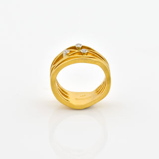 Brillantring aus 750 Gelb- und Weißgold, nachhaltiger second hand Schmuck perfekt aufgearbeitet