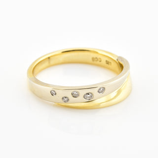 Brillantring aus 585 Gelb- und Weißgold, nachhaltiger second hand Schmuck perfekt aufgearbeitet