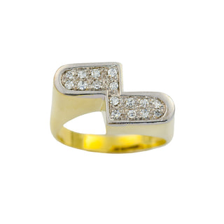 Diamantring aus 750 Gelb- und Weißgold, nachhaltiger second hand Schmuck perfekt aufgearbeitet