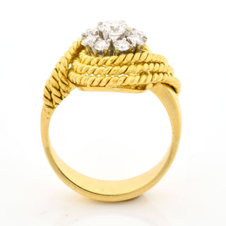 Brillantring aus 750 Gelb- und Weißgold, nachhaltiger second hand Schmuck perfekt aufgearbeitet