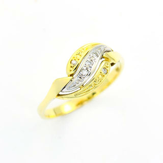 Diamantring aus 585 Gelb- und Weißgold, nachhaltiger second hand Schmuck perfekt aufgearbeitet