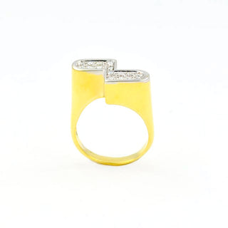 Diamantring aus 750 Gelb- und Weißgold, nachhaltiger second hand Schmuck perfekt aufgearbeitet