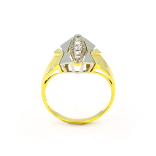Diamantring aus 585 Gelb- und Weißgold, nachhaltiger second hand Schmuck perfekt aufgearbeitet