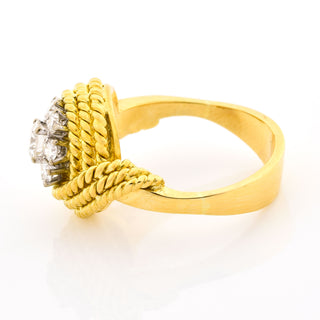 Brillantring aus 750 Gelb- und Weißgold, nachhaltiger second hand Schmuck perfekt aufgearbeitet