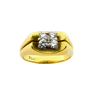 Brillantring aus 750 Gelb- und Weißgold/Platin, nachhaltiger second hand Schmuck perfekt aufgearbeitet