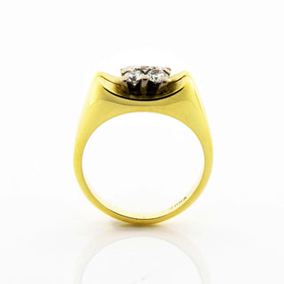 Brillantring aus 750 Gelb- und Weißgold/Platin, nachhaltiger second hand Schmuck perfekt aufgearbeitet
