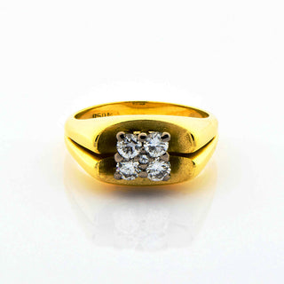 Brillantring aus 750 Gelb- und Weißgold/Platin, nachhaltiger second hand Schmuck perfekt aufgearbeitet