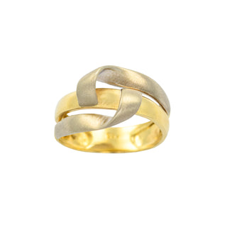 Ring aus 585 Gelb- und Weißgold, nachhaltiger second hand Schmuck perfekt aufgearbeitet