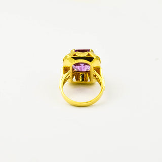 Ring aus 585 Gelbgold mit Amethyst, nachhaltiger second hand Schmuck perfekt aufgearbeitet