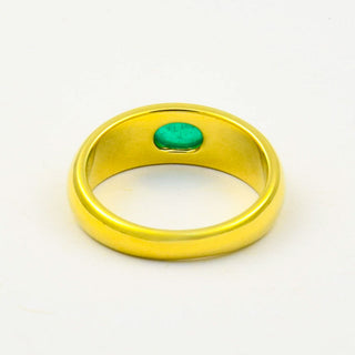Smaragdring aus 585 Gelbgold, nachhaltiger second hand Schmuck perfekt aufgearbeitet