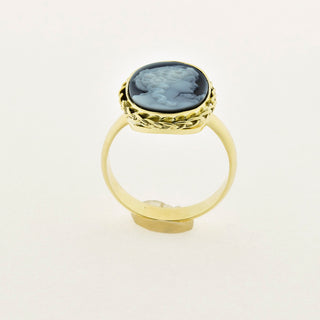 Ring aus 585 Gelbgold mit Achat, nachhaltiger second hand Schmuck perfekt aufgearbeitet