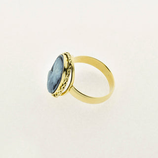 Ring aus 585 Gelbgold mit Achat, nachhaltiger second hand Schmuck perfekt aufgearbeitet