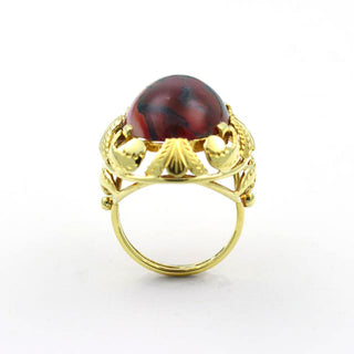 Ring aus 585 Gelbgold mit Achat, nachhaltiger second hand Schmuck perfekt aufgearbeitet