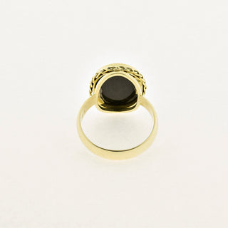 Ring aus 585 Gelbgold mit Achat, nachhaltiger second hand Schmuck perfekt aufgearbeitet