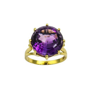Ring aus 585 Gelbgold mit Amethyst, nachhaltiger second hand Schmuck perfekt aufgearbeitet