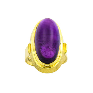 Ring aus 585 Gelbgold mit Amethyst, nachhaltiger second hand Schmuck perfekt aufgearbeitet