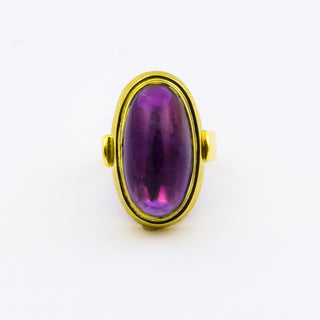 Ring aus 585 Gelbgold mit Amethyst, nachhaltiger second hand Schmuck perfekt aufgearbeitet