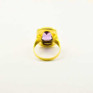 Ring aus 585 Gelbgold mit Amethyst, nachhaltiger second hand Schmuck perfekt aufgearbeitet