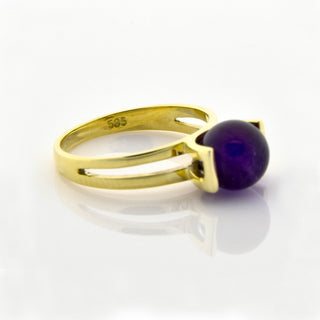 Ring aus 585 Gelbgold mit Amethyst, nachhaltiger second hand Schmuck perfekt aufgearbeitet