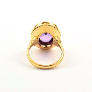 Ring aus 585 Gelbgold mit Amethyst, nachhaltiger second hand Schmuck perfekt aufgearbeitet