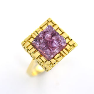 Ring aus 585 Gelbgold mit Amethyst, nachhaltiger second hand Schmuck perfekt aufgearbeitet