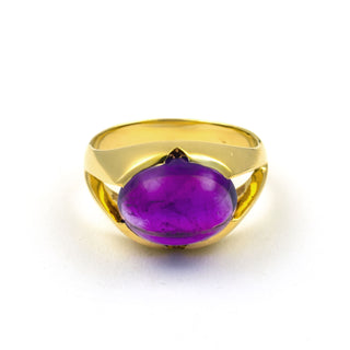 Ring aus 585 Gelbgold mit Amethyst, nachhaltiger second hand Schmuck perfekt aufgearbeitet