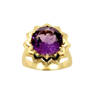 Ring aus 585 Gelbgold mit Amethyst, nachhaltiger second-hand Schmuck perfekt aufgearbeitet