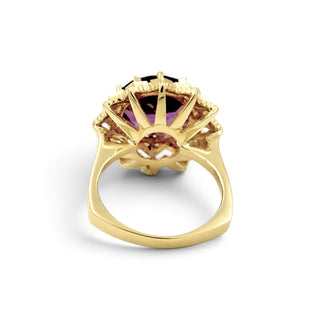 Ring aus 585 Gelbgold mit Amethyst, nachhaltiger second-hand Schmuck perfekt aufgearbeitet