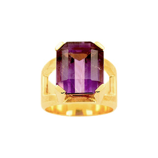 Ring aus 750 Gelbgold mit Amethyst, nachhaltiger second-hand Schmuck perfekt aufgearbeitet