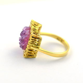 Ring aus 585 Gelbgold mit Amethyst, nachhaltiger second hand Schmuck perfekt aufgearbeitet