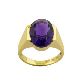 Ring aus 585 Gelbgold mit Amethyst, hochwertiger second hand Schmuck perfekt aufgearbeitet