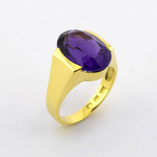Ring aus 585 Gelbgold mit Amethyst, hochwertiger second hand Schmuck perfekt aufgearbeitet