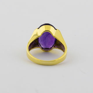 Ring aus 585 Gelbgold mit Amethyst, hochwertiger second hand Schmuck perfekt aufgearbeitet