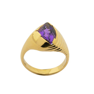 Ring aus 585 Gelbgold mit Amethyst, hochwertiger second hand Schmuck perfekt aufgearbeitet