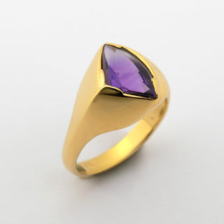 Ring aus 585 Gelbgold mit Amethyst, hochwertiger second hand Schmuck perfekt aufgearbeitet