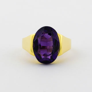 Ring aus 585 Gelbgold mit Amethyst, hochwertiger second hand Schmuck perfekt aufgearbeitet